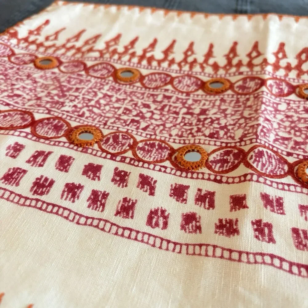 John Robshaw Pillow Shams Cotton Linen Set of 5 Diggi Coral Red & Others India